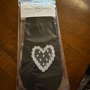 Pretty Simple Black Socks with White Heart Design